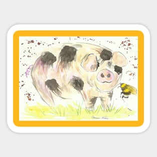Spotty Pig and an annoying Bumble bee Sticker